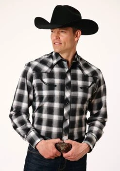 Roper Black & White Long Sleeve Western Shirt