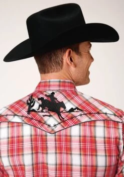 Roper Red & White Long Sleeve Western Shirt