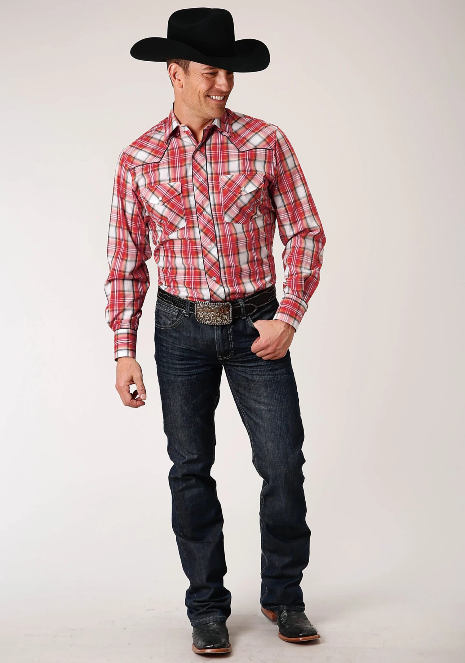Roper Red & White Long Sleeve Western Shirt 4 Roper Red & White Long Sleeve Western Shirt - Image 2