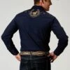 Men's Roper Deep Navy Embroidered Western Shirt -Way Out West Trading Shop 0100100170370a
