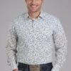 Men's Roper White & Black Long Sleeve Western Shirt -Way Out West Trading Shop 0100100190354a