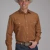Men's Roper Solid Rust Western Shirt -Way Out West Trading Shop 0100100250685a