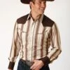 Men's Roper Brown & Cream Ombre Stripe Western Shirt