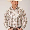 ROPER 1633 CREAM/BROWN/GREEN LG SCALE PLAID -Way Out West Trading Shop 0100101010585a