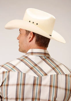 ROPER 1633 CREAM/BROWN/GREEN LG SCALE PLAID -Way Out West Trading Shop 0100101010585c