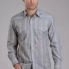 Men's Roper Wide Stripe Long Sleeve Western Shirt - Big & Tall -Way Out West Trading Shop 0100101740382a