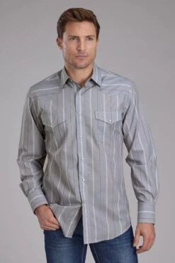 Men's Roper Wide Stripe Long Sleeve Western Shirt - Big & Tall