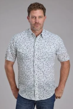 Men's Roper White & Black Paisley Short Sleeve Western Shirt