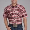 Men's Roper Red Plaid Short Sleeve Western Shirt