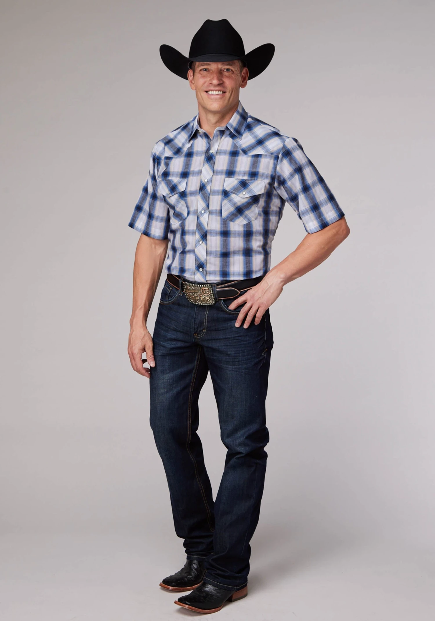 Men's Roper Plaid Western Shirt 4 Men's Roper Plaid Western Shirt - Image 2