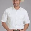 Men's Roper Solid White Short Sleeve Western Shirt