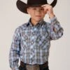 ROPER 1634 LT BLUE/CHOCOLATE/WHITE PLAID -Way Out West Trading Shop 0103001010586a