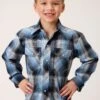 ROPER 819 LT. BLUE & NAVY PLAID -Way Out West Trading Shop 0103001011000a