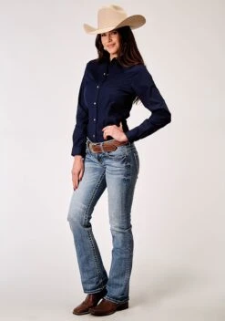 Women's Roper Deep Nay Embroidered Western Shirt -Way Out West Trading Shop 0105000170370c