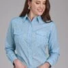 Women's Roper Blue Mini Cross Long Sleeve Western Shirt