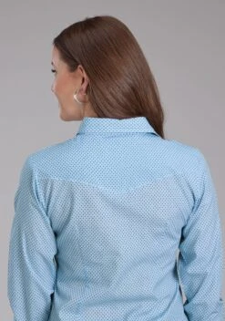 Women's Roper Blue Mini Cross Long Sleeve Western Shirt -Way Out West Trading Shop 0105000190353c