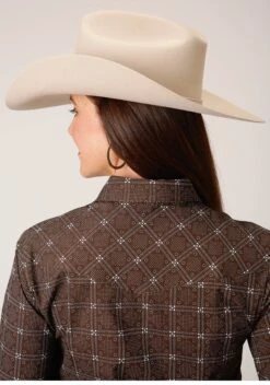 ROPER 1719 BROWN/WHITE RETRO PRINT -Way Out West Trading Shop 0105000190708c