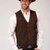 Men's Roper Brown Suede Western Vest -Way Out West Trading Shop 0207505000713a