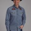 Men's Roper "Old West" Long Sleeve Western Denim Shirt -Way Out West Trading Shop 0300100400699a