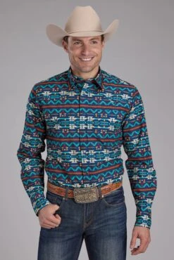 Men's Roper Horizontal Aztec Long Sleeve Western Shirt