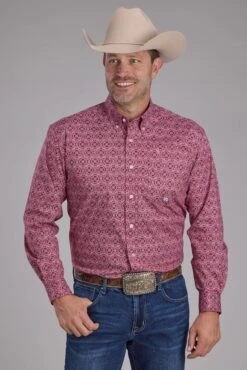 Men's Roper Stretch Medallion Paisley Long Sleeve Western Shirt