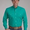 Men's Roper Jade Green Long Sleeve Western Shirt