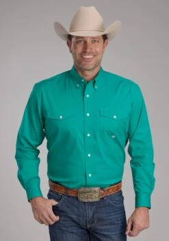 Men's Roper Jade Green Long Sleeve Western Shirt
