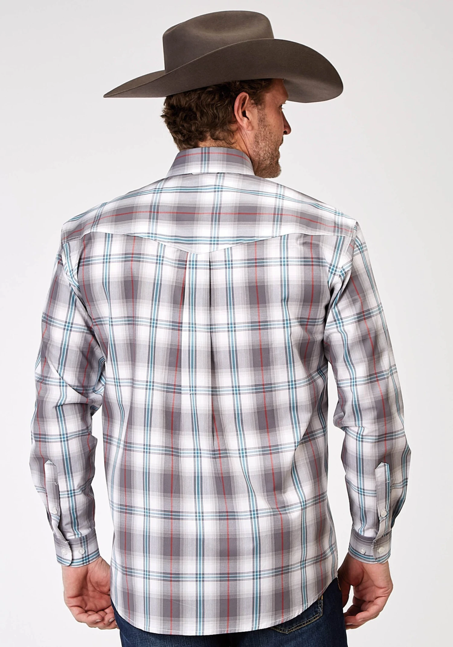 Men's Roper "Grey Cloud" Plaid Western Shirt 4 Men's Roper "Grey Cloud" Plaid Western Shirt - Image 2