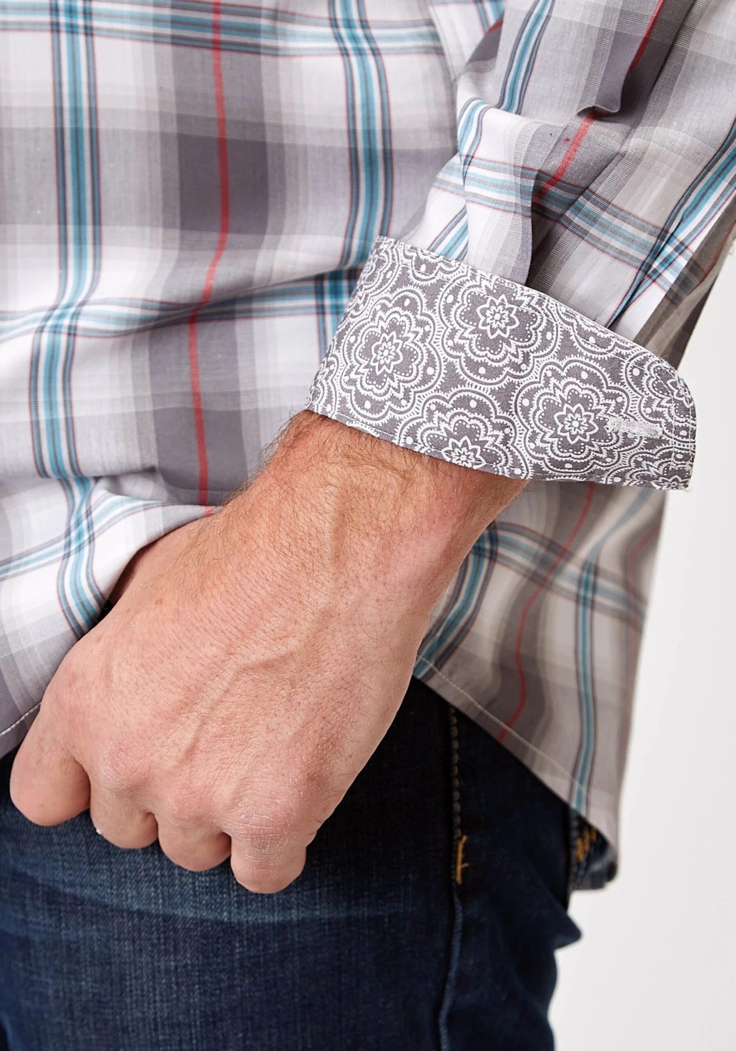 Men's Roper "Grey Cloud" Plaid Western Shirt 5 Men's Roper "Grey Cloud" Plaid Western Shirt - Image 3