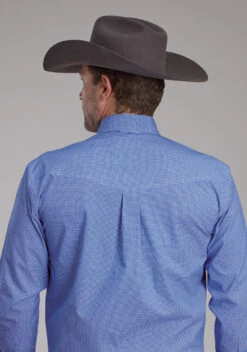 Men's Roper Stretch Mini-Check Long Sleeve Western Shirt -Way Out West Trading Shop 0300103783103c