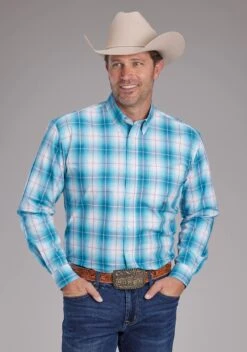 Men's Roper "Blue Sky Plaid" Long Sleeve Western Shirt