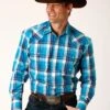 Men's Roper Blue Moon Plaid Western Shirt - Big & Tall -Way Out West Trading Shop 0300107787033a