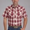 Men's Roper Dobby Plaid Short Sleeve Western Shirt -Way Out West Trading Shop 0300200620281a