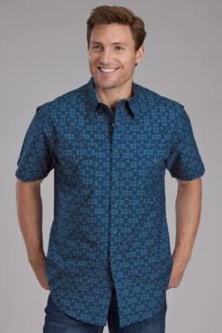 Men's Roper Diamond Print Short Sleeve Western Shirt