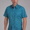 Men's Roper Denim Paisley Short Sleeve Western Shirt -Way Out West Trading Shop 0300200640248a