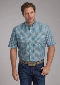 Men's Roper Turquoise Foulard Short Sleeve Shirt