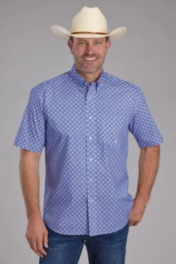 Men's Roper Periwinkle Foulard Short Sleeve Shirt