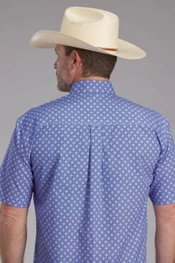 Men's Roper Periwinkle Foulard Short Sleeve Shirt -Way Out West Trading Shop 0300203263025c
