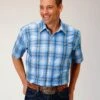 Roper Cornflower Plaid Short Sleeve Shirt
