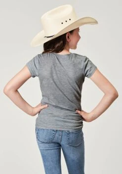 Girl's Roper Light Grey Short Sleeve Tee -Way Out West Trading Shop 0300905132021c