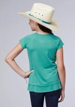Girl's Roper Turquoise Short Sleeve Tee -Way Out West Trading Shop 0300905134005c