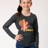 Girl's Roper Charcoal Jersey Tee -Way Out West Trading Shop 0300905136130a