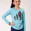 Girl's Roper Sky Blue Jersey Tee -Way Out West Trading Shop 0300905136133a
