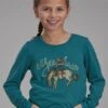 Girl's Roper Teal Jersey Tee -Way Out West Trading Shop 0300905136141a