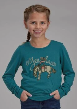 Girl's Roper Teal Jersey Tee