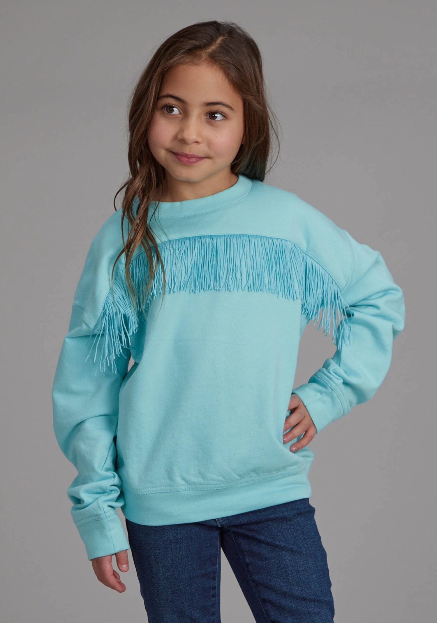 Girl's Roper Turquoise Fleece Pullover 3 Girl's Roper Turquoise Fleece Pullover