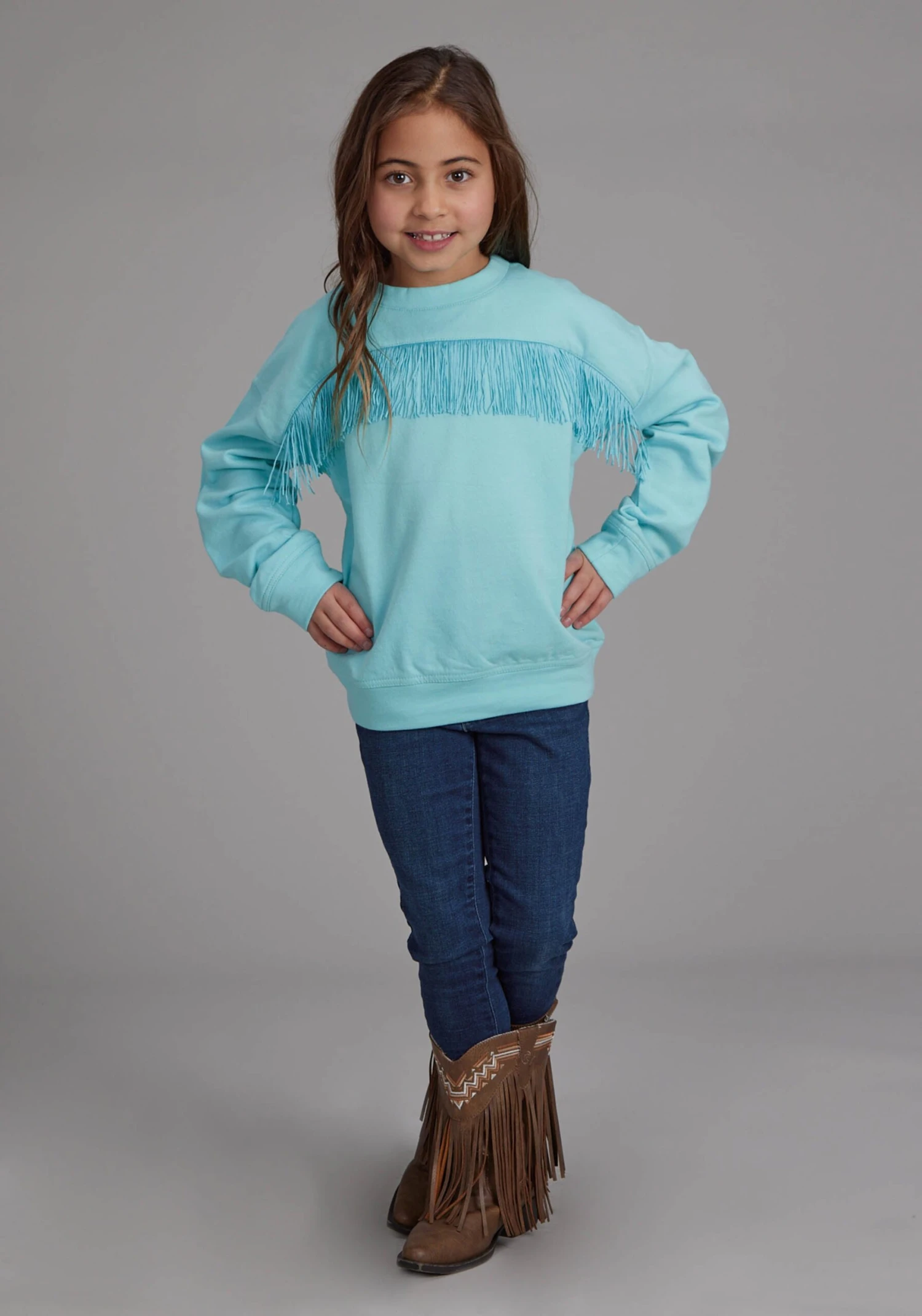 Girl's Roper Turquoise Fleece Pullover 4 Girl's Roper Turquoise Fleece Pullover - Image 2
