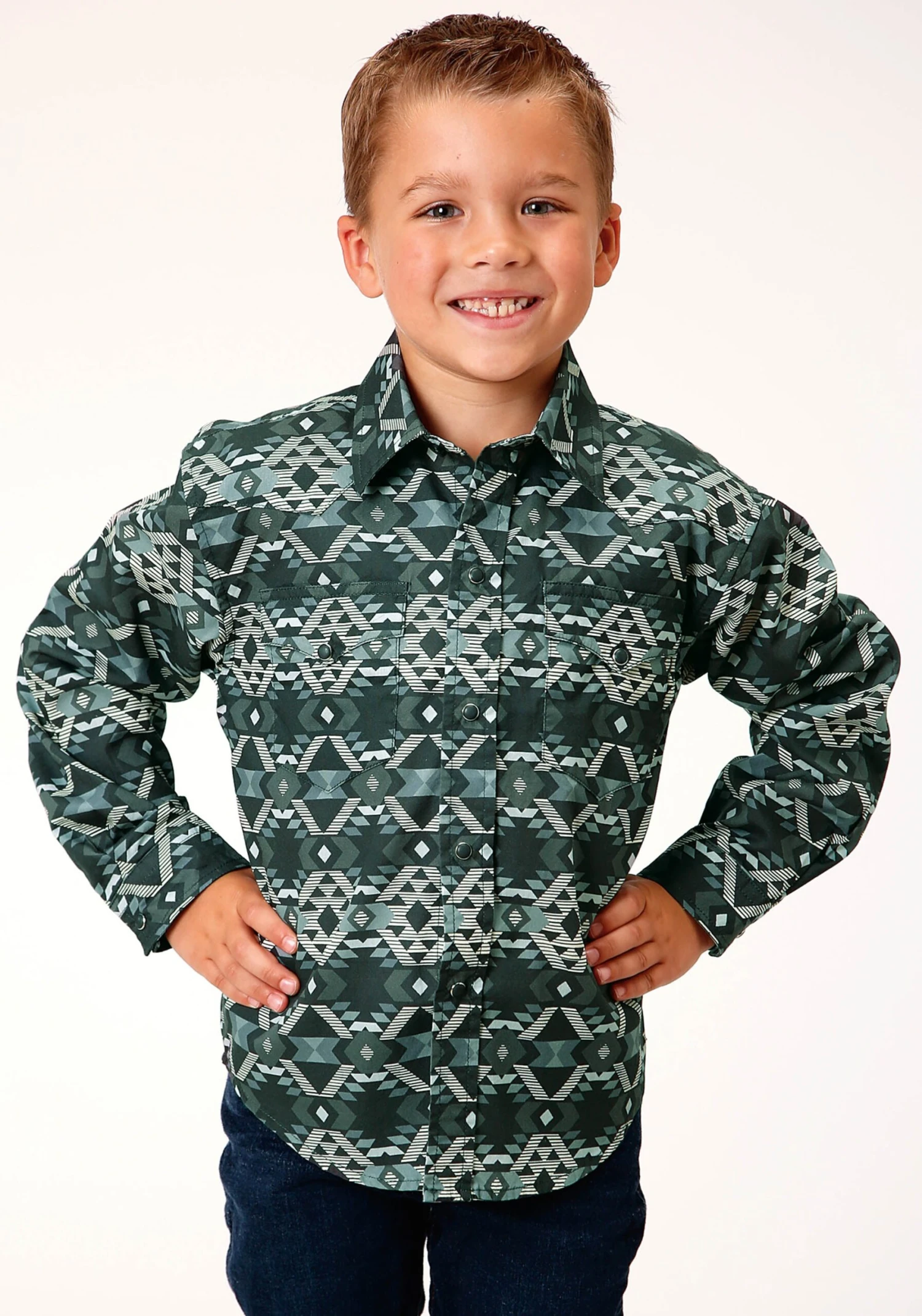 Roper Slate Aztec Long Sleeve Shirt 3 Roper Slate Aztec Long Sleeve Shirt