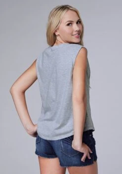 Women's Roper Grey Sleeveless Tank -Way Out West Trading Shop 0303705134027c