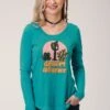 Roper "Desert Dreamer" Turquoise Long Sleeve Tee -Way Out West Trading Shop 0303805130183a